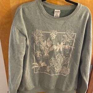 Kohl's Green Sweatshirt with Plant Design